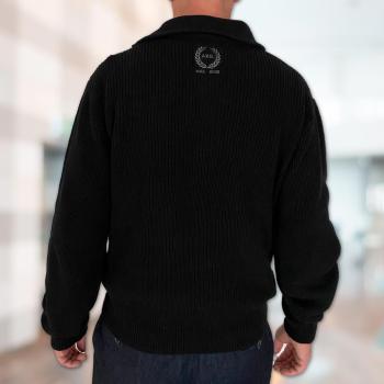 Marine Troyer Baumwolle schwarz, Brust und Rücken einseitig (ca. 10 cm Breite) mit Firmenlogo bestickt